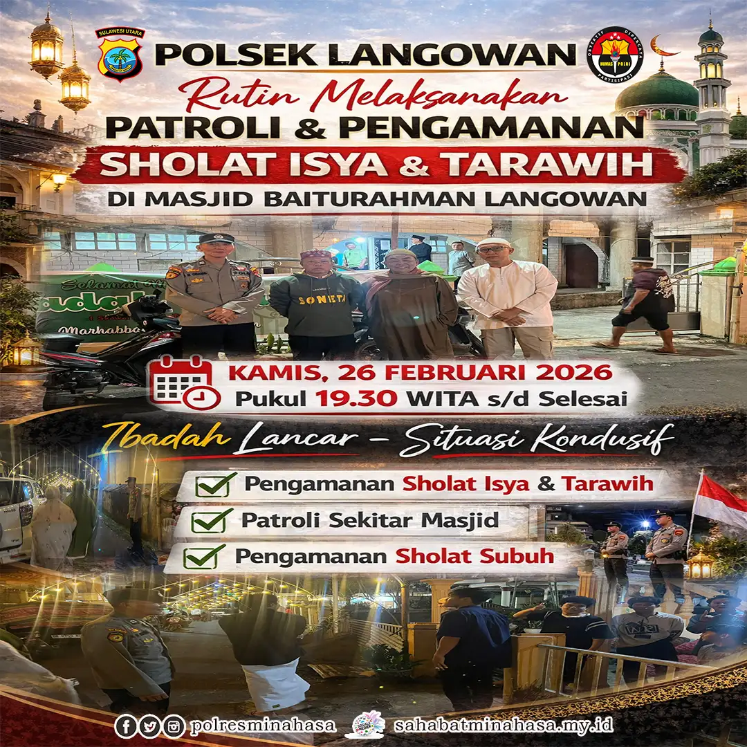 Kapolsek Langowan Rutin Patroli dan Amankan Sholat Tarawih, Situasi Kamtibmas Terjaga Kondusif